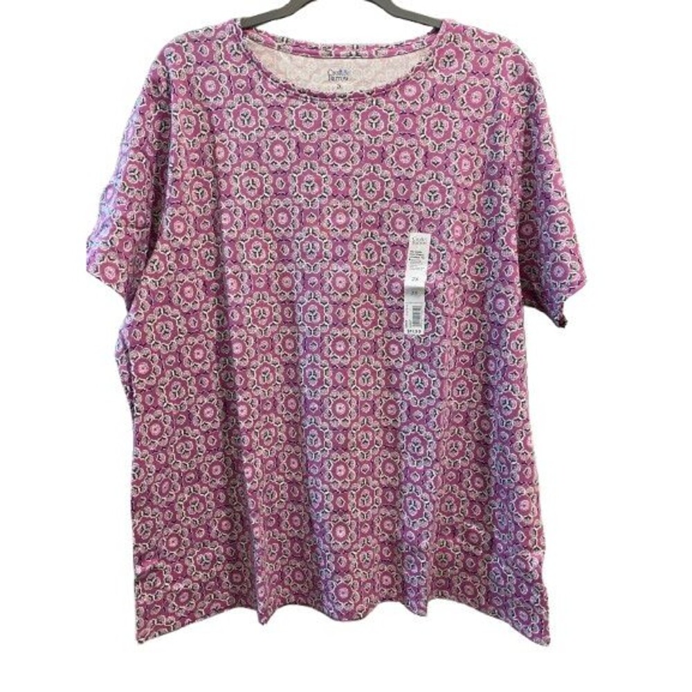 Women's 2X Classic Tee Croft & Barrow Cotton Short Sleeve Crewneck Pull-over